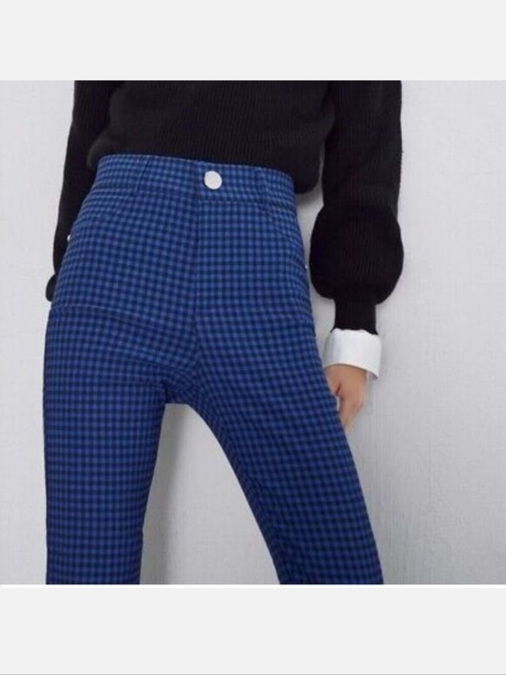 Zara gingham plaid check leggings hi-Rise blue black buffalo